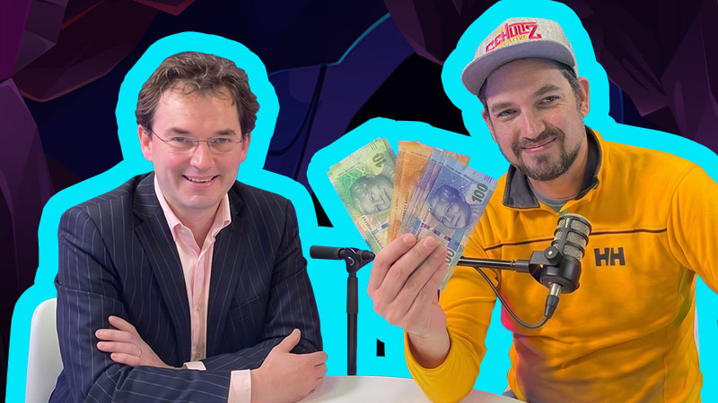 Simon Brown of MoneywebNOW and host Carl on The Podcast Cave discussing the future of podcasting
